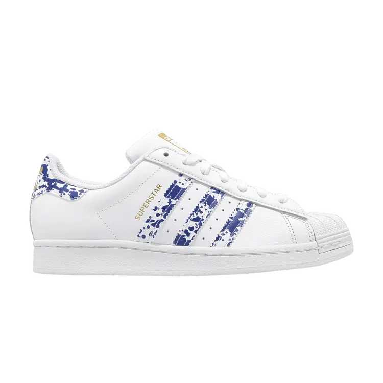 

Кроссовки adidas Superstar 'White Blue Splatter', белый