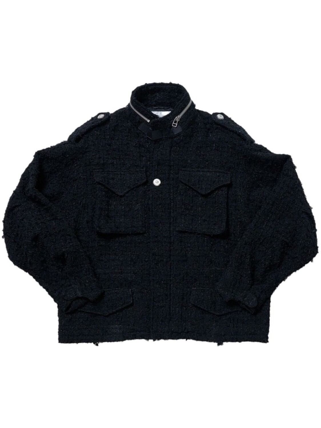 

Твидовый жакет в стиле милитари Doublet, черный