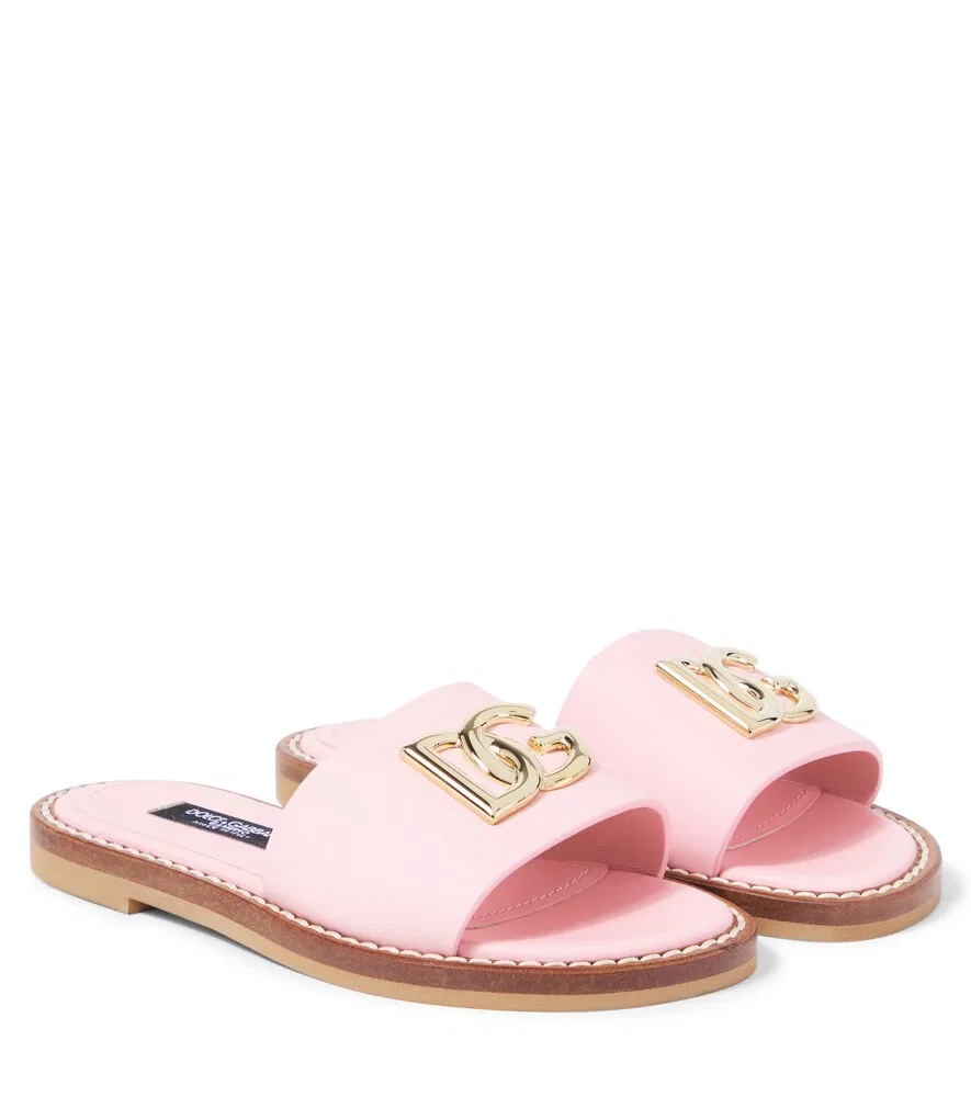 Кожаные шлепанцы DG Dolce&Gabbana Kids, розовый