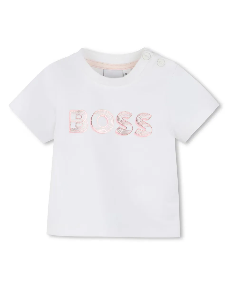 

Белая футболка для девочки с короткими рукавами BOSS Kidswear, белый