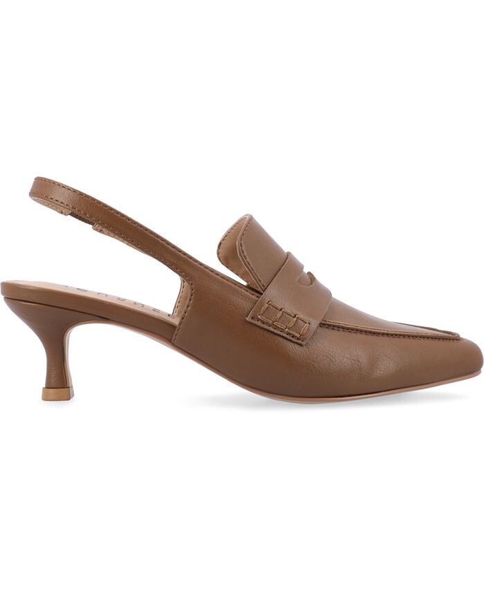Женские туфли-лодочки Amory Tru Comfort из пеноматериала на маленьком каблуке с ремешком на спине Journee Collection, коричневый — фото 2