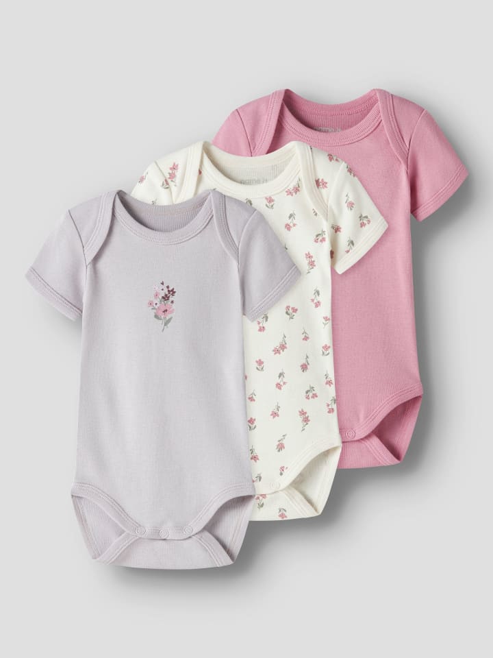 Name it Комплект из 3 боди с короткими рукавами NBFBODY 3P S/S FLOWER в цвете Jet Stream — фото 3