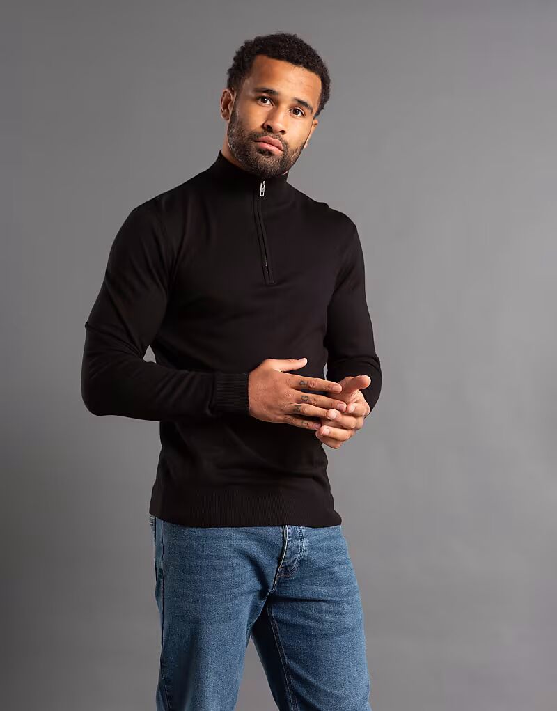 

Вязаный джемпер с застежкой-молнией 1/2 черного цвета French Connection