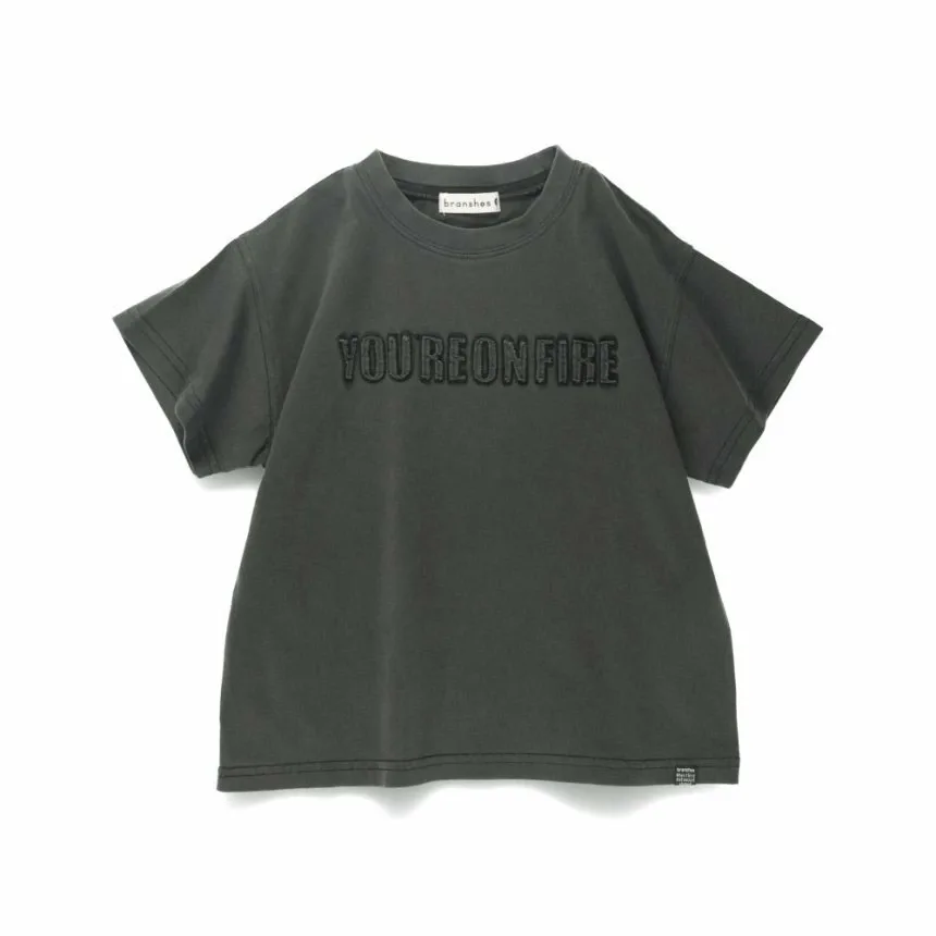 Футболка с коротким рукавом и пигментированной аппликацией/логотипом Branshes, black