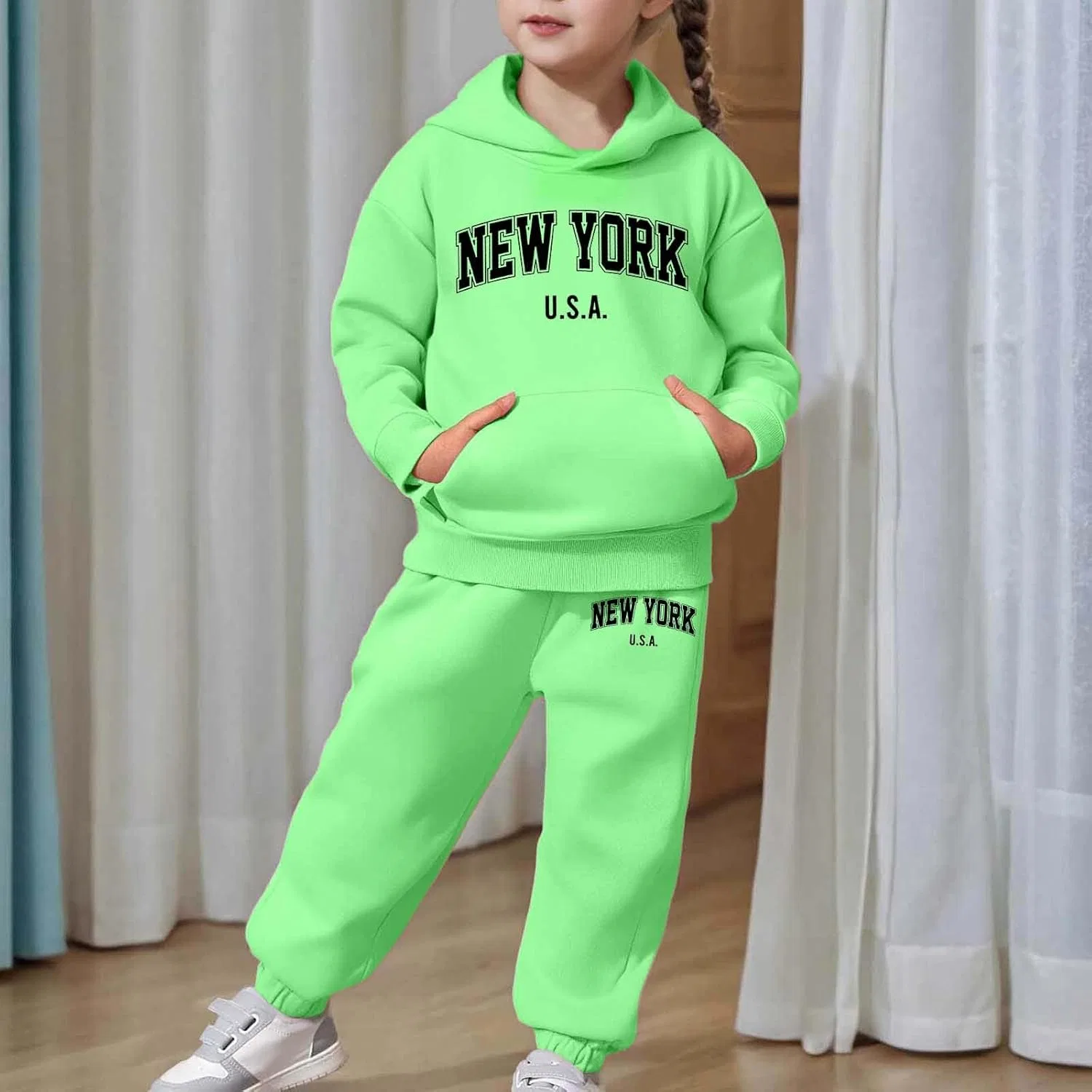 Детский спортивный костюм с принтом Brooklyn, Generic, Z02 Green — фото 3