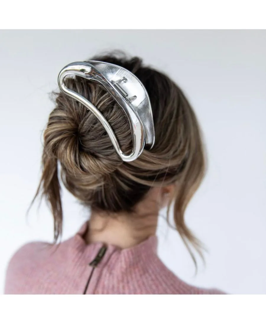 Большая женская металлическая клипса-зажим в форме полумесяца Headbands of Hope, серебро — фото 2