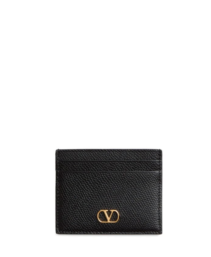 

Черный кожаный кошелек с зернистой текстурой и логотипом Vlogo. Valentino Garavani, черный