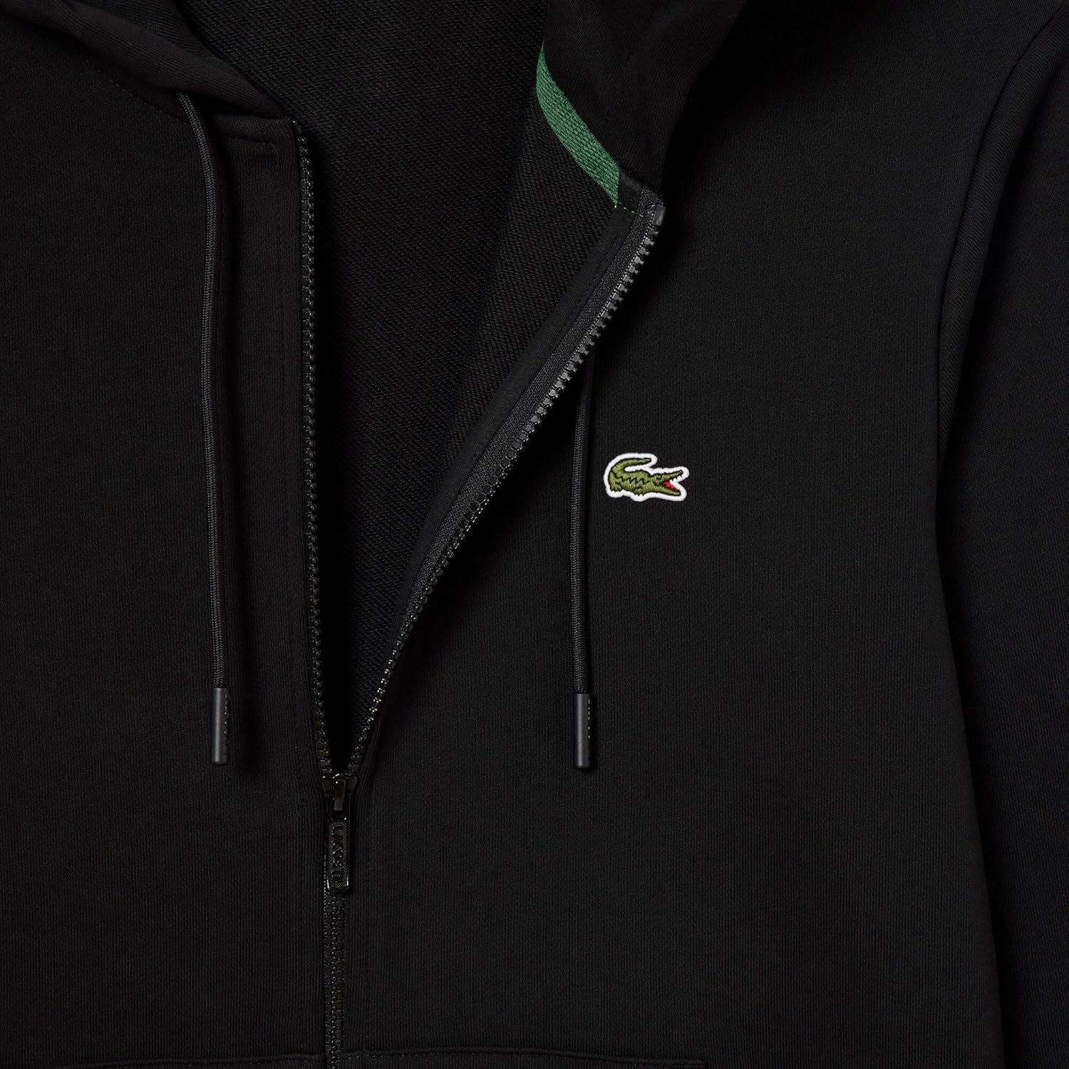 Мужская толстовка Lacoste (официальная) Essential на молнии с капюшоном, черный — фото 4