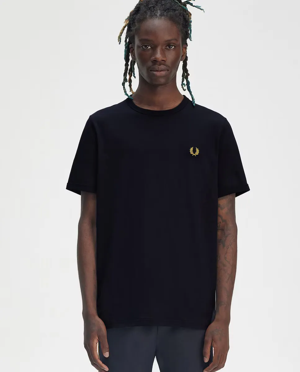 

Мужская футболка с короткими рукавами и круглым вырезом Fred Perry, тёмно-синий