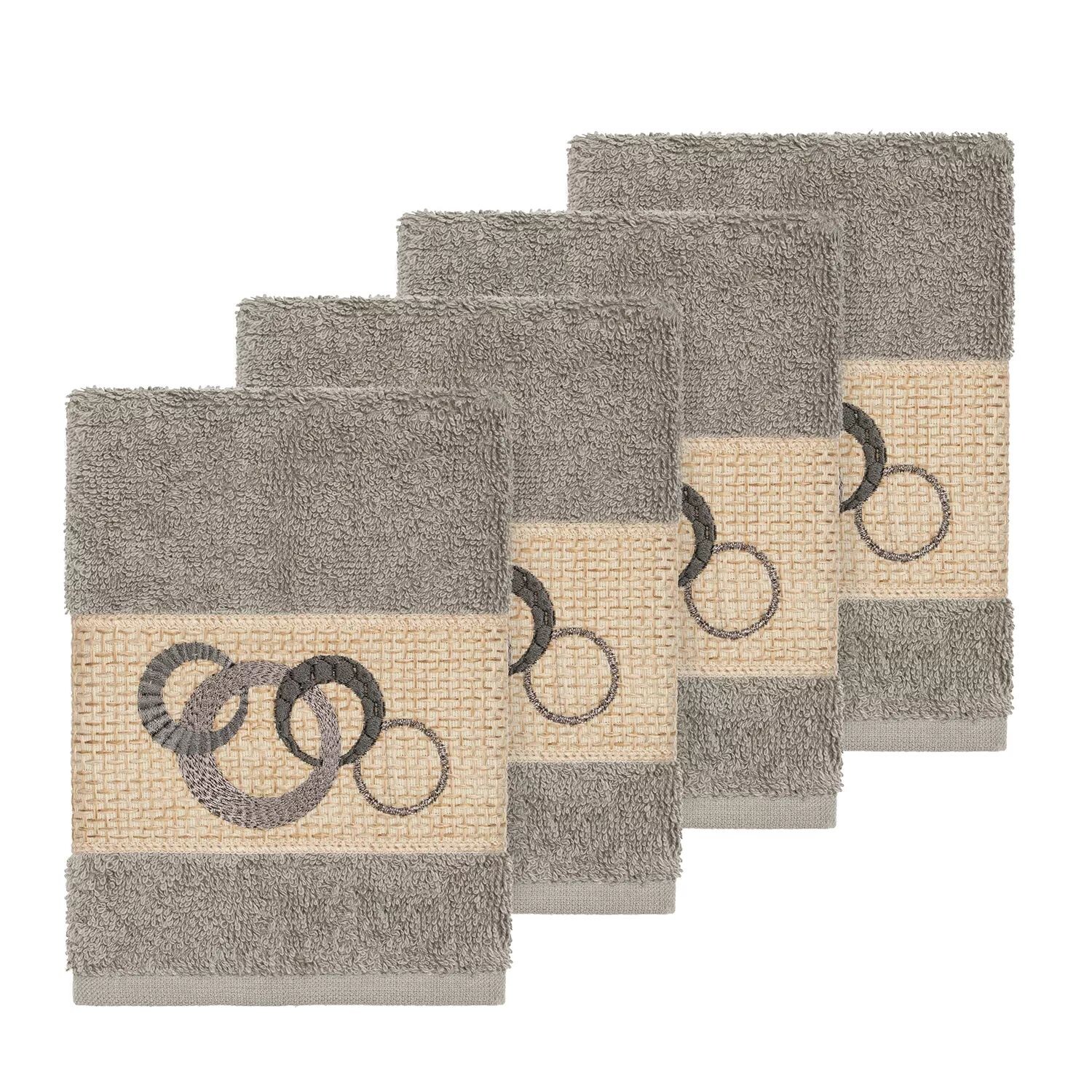 

Linum Home Textiles Турецкий хлопок Набор мочалок с украшением Annabelle, светло-серый