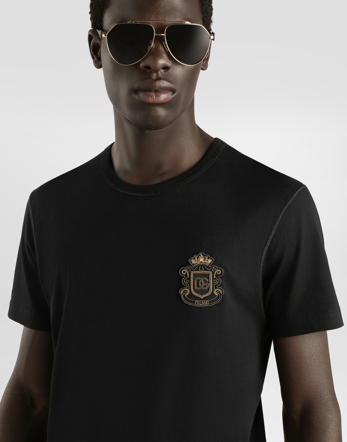 Футболка с геральдическим нашивкой DOLCE & GABBANA, черный — фото 2