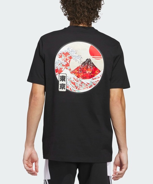 

Футболка с коротким рукавом, принт с горой Фудзи Adidas, черный