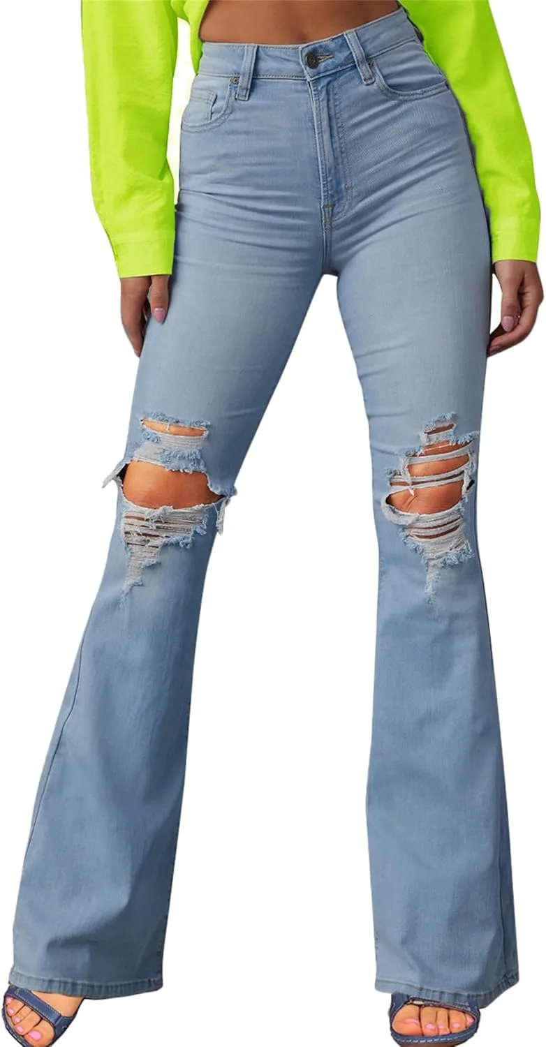 

Джинсы женские High Waisted Flare с эффектом Ripped ZH8FCHAN