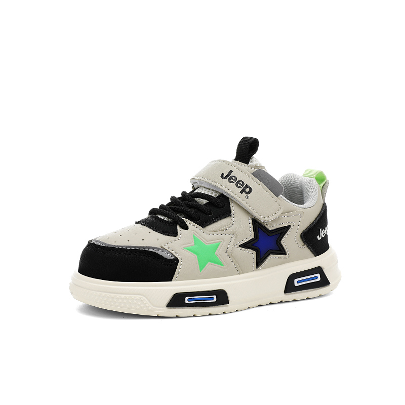Детские низкие скейтбордские кроссовки Outdoor Casual Abrasion Resistant Lightweight Cushioning Height Increasing Jeep, черный серый — фото 3