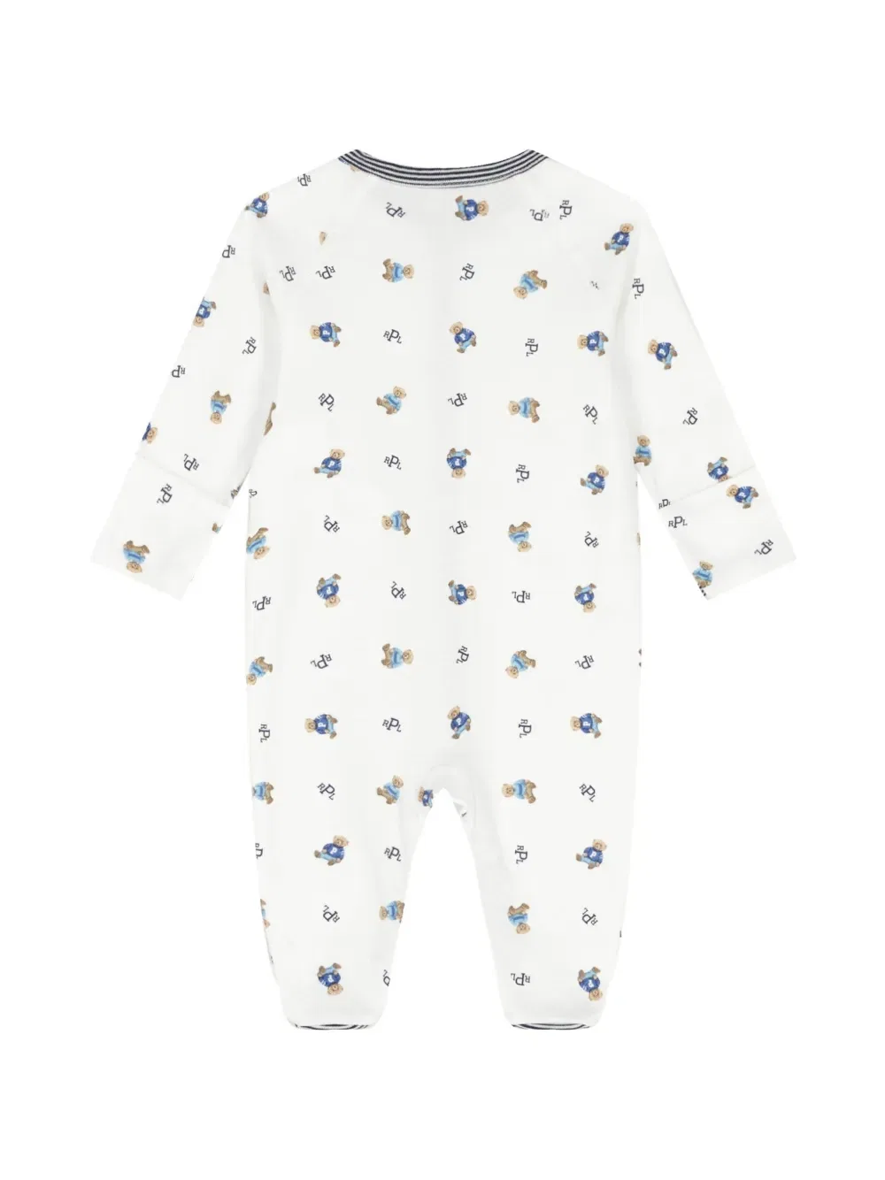 Комплект детского комбинезона в полоску с медвежьим принтом Polo Ralph Lauren Kids, белый — фото 4