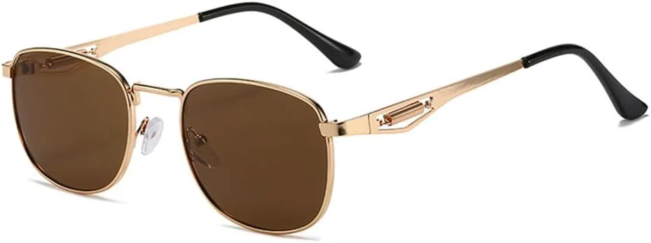 

Металлические солнцезащитные очки для женщин, прозрачные градиентные линзы, защита от УФ-излучения UV400, мужские солнцезащитные очки в стиле панк HDUBFY, Golden Tea