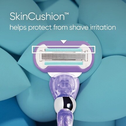 Лезвия для бритвы Venus Deluxe Smooth Swirl для женщин, 3 сменных лезвия для бритвы, смазывающая полоска с витамином Е, подушечка для кожи помогает защитить от раздражения после бритья — упаковка из 3 шт., Gillette — фото 3