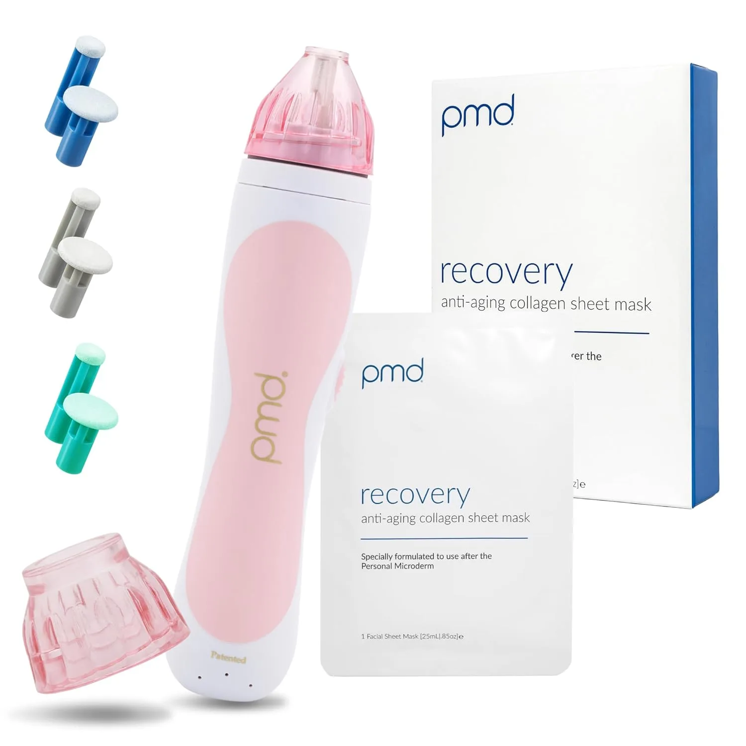 PMD Beauty Personal Microderm Classic - Набор для домашнего использования, инструмент для отшелушивания кожи лица, микродермабразия для ухода за кожей лица и тела., Blush, Recovery Mask