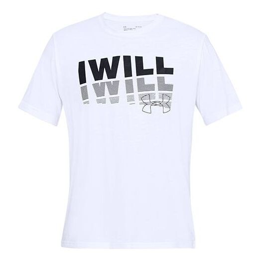 

Футболка men's alphabet printing training sports short sleeve white Under Armour, белый