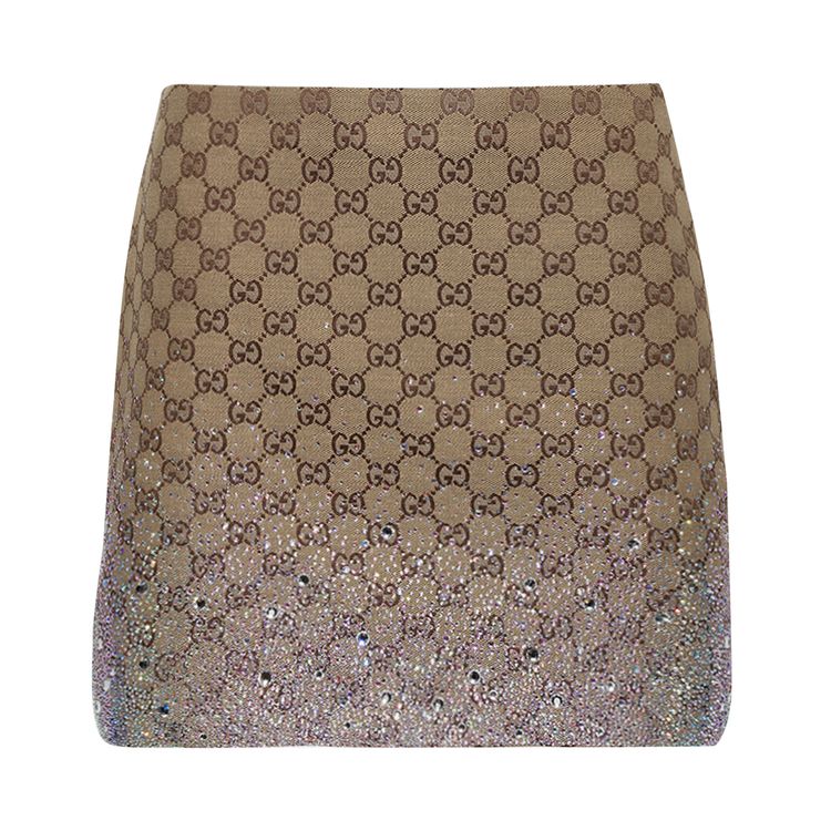 

Юбка Gucci Crystals Embroidered GG Canvas Mini Skirt 'Dark Brown', коричневый