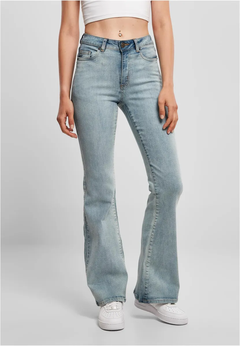 

Удобные джинсы URBAN CLASSICS " Urban Classics Women's Ladies High Waist Flared Denim Pants" (1 шт.), цвет Tintedlightbluewashed