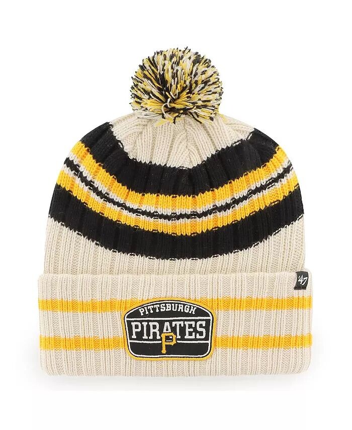 

Мужская вязаная шапка с манжетами и помпоном из натурального материала Pittsburgh Pirates Home '47 Brand