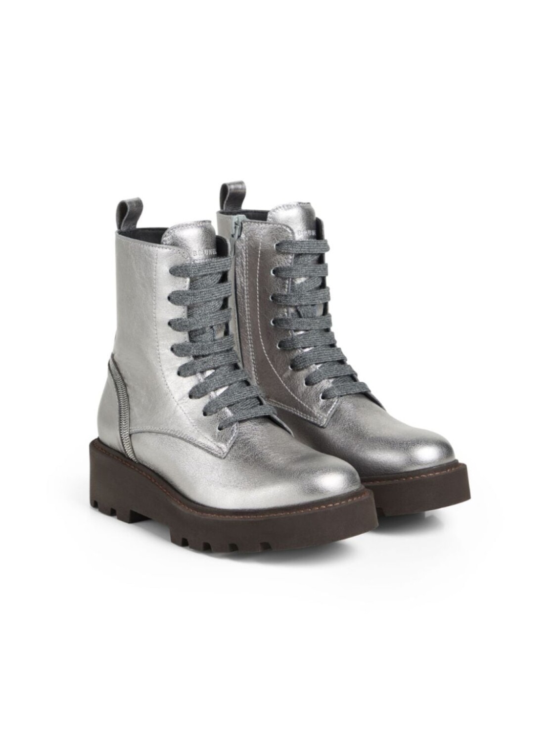 

Brunello Cucinelli Kids ботинки с эффектом металлик, серый
