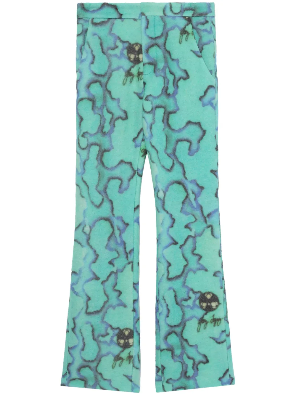 

Брюки из смесовой шерсти с графичным принтом ERL, синий