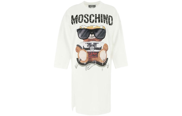 

Женское платье с длинными рукавами белое MOSCHINO