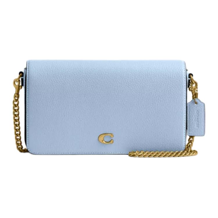 

COACH Кожаная сумка через плечо с покрытием из ткани, маленькая женская синяя