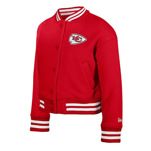 Красная молодежная куртка Kansas City Chiefs с аппликацией из шенилла на молнии New Era — фото 3