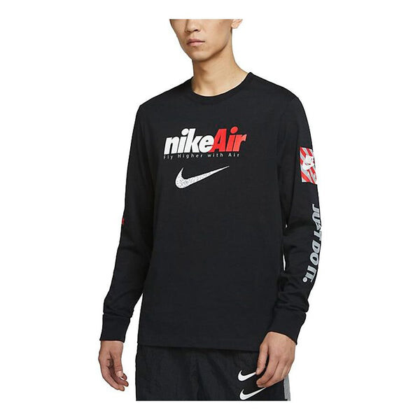 

Футболка воздушные с логотипом печать спортивные дышащие длинные рукава Nike, черный