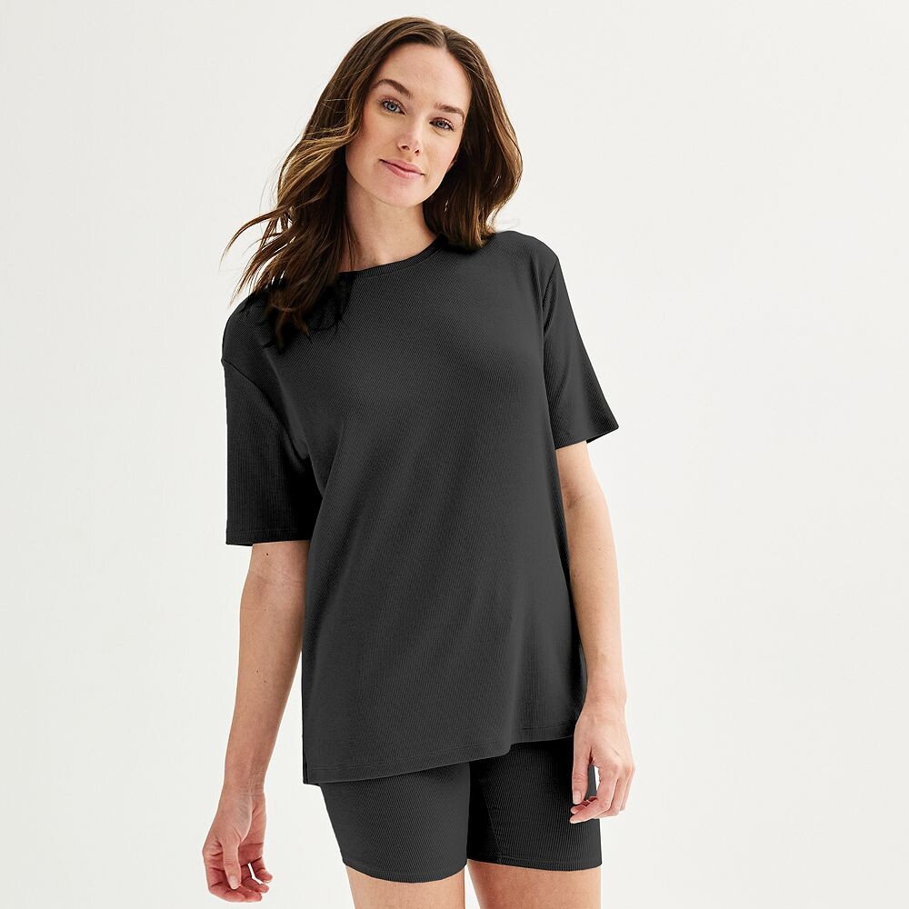 

Женская пижамная футболка Sonoma Goods For Life в рубчик, цвет Mineral Black