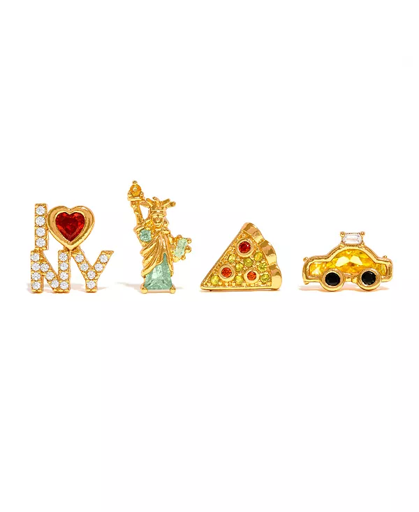 

Комплект из хрустальных позолоченных серег-гвоздиков в форме большого яблока Girls Crew, gold