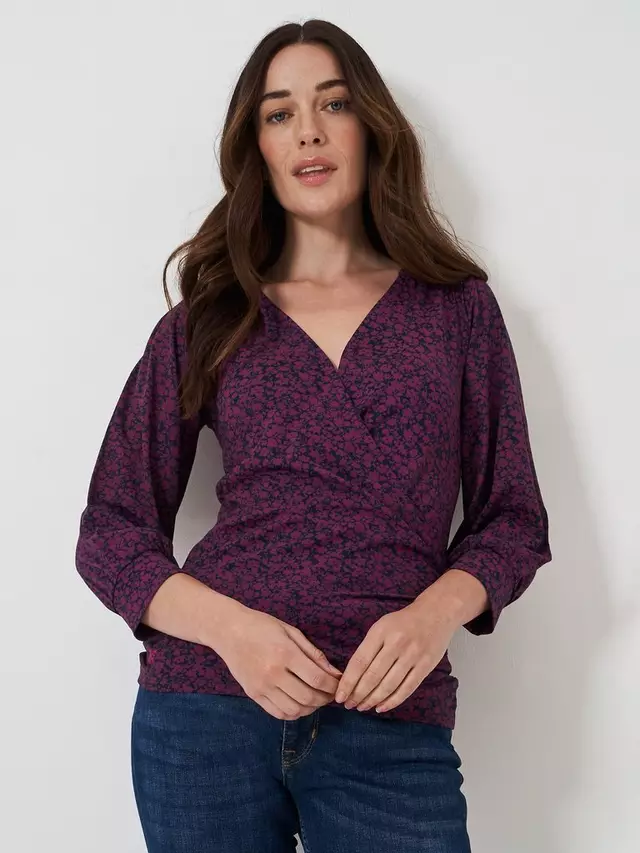 

Топ Crew Clothing Ditsy Floral Wrap, цвет berry/red/multi