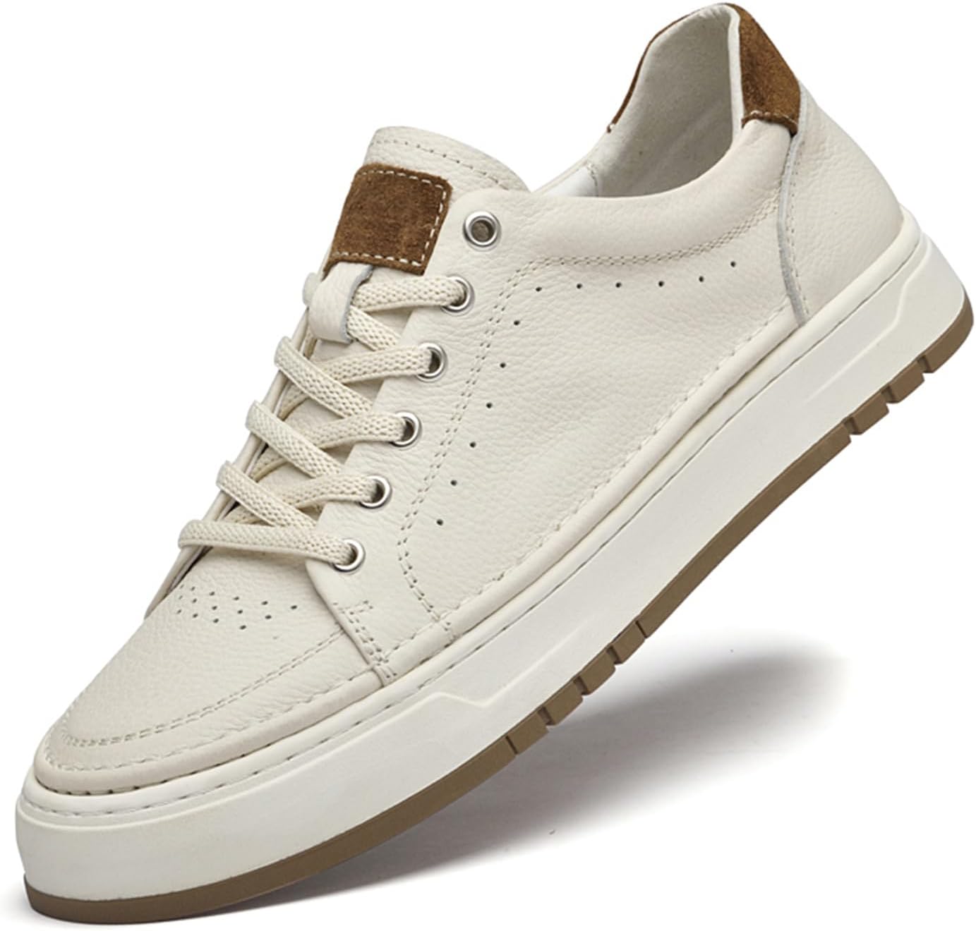 

Мужские повседневные туфли Ретро кожаные кроссовки с дышащей текстурой, удобные ходовые туфли для мужчин, мужские стильные кроссовки Abborora, бежевый