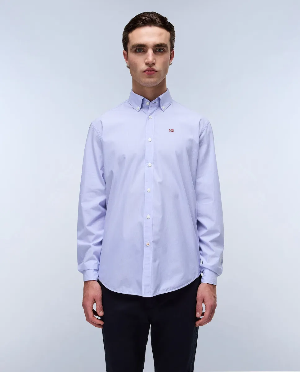 

Мужская рубашка из поплина терра LS классического кроя в полоску Napapijri, индиго