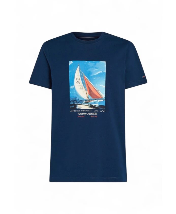 

Футболка с круглым вырезом стандартного кроя Tommy Hilfiger, синий