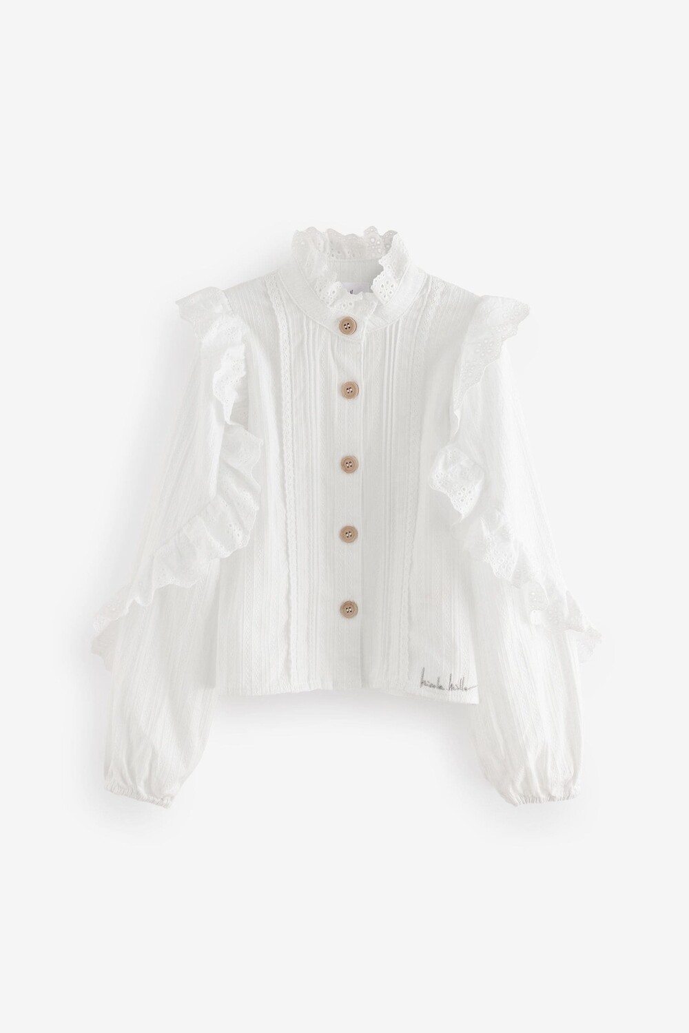 

Блузка с высоким воротом из 100% хлопка Nicole Miller, бежевый