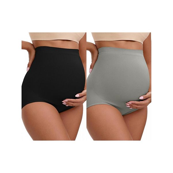 

2 упаковки женских высоких трусов для беременных с эффектом подтяжки бедер бесшовные комфортные Inspire Chic, Gray Black
