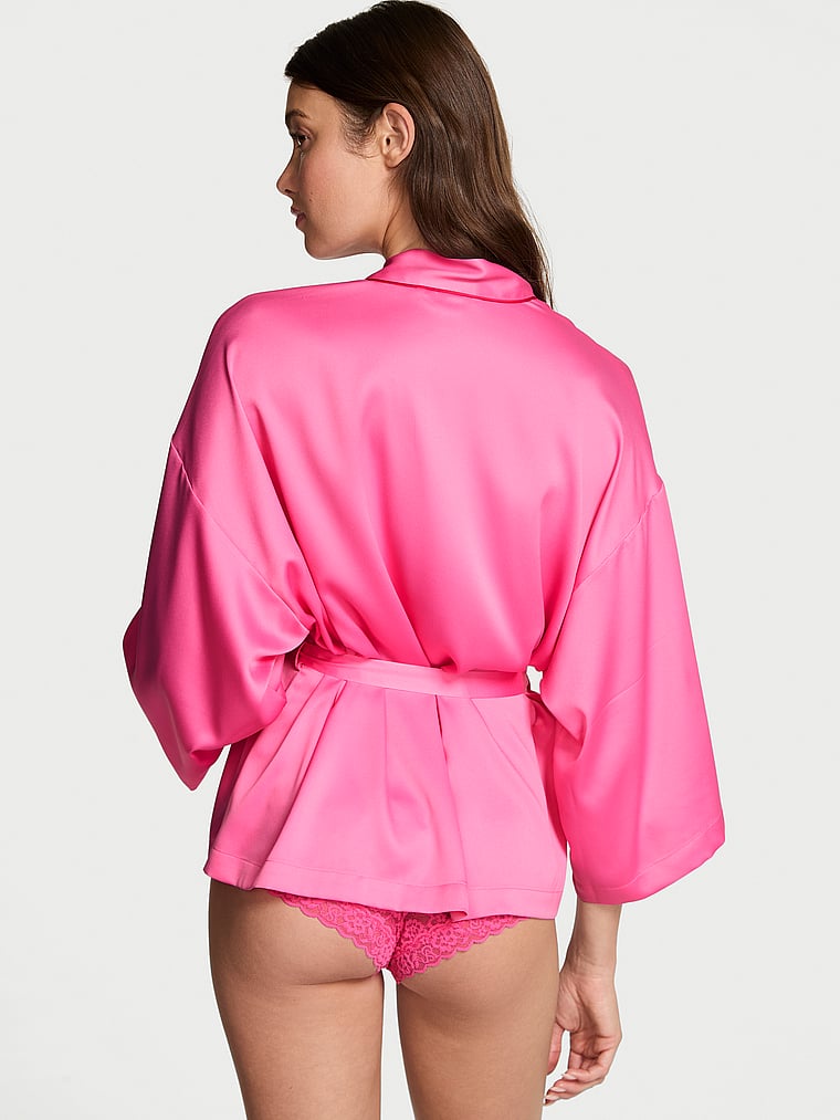 Мини-Халат из глазурованного атласа Victoria'S Secret, hollywood pink — фото 2