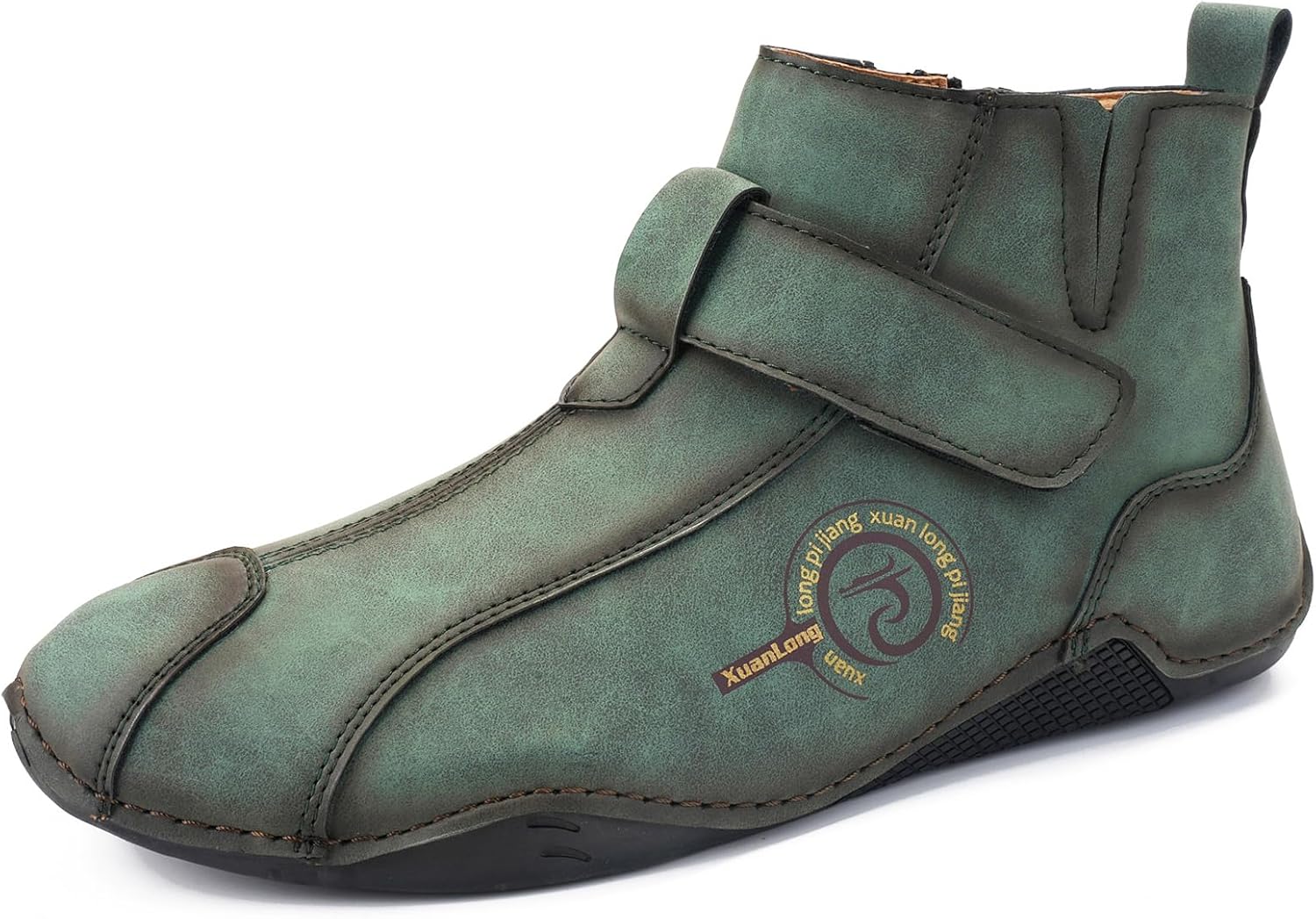 

Мужские итальянские водонепроницаемые кожаные ботинки-чукка Lossarye с боковой молнией, подкладкой из меха, удобные, с нескользящей подошвой, высокие ботинки для улицы, легкие, дышащие кроссовки для ходьбы, походов и вождения, зеленый