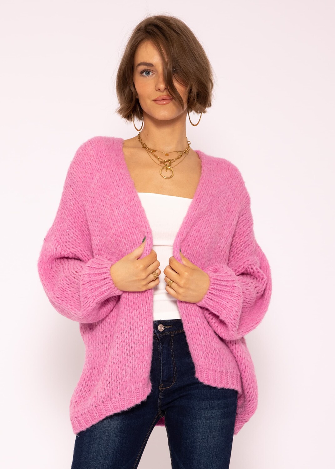 

Кардиган SASSYCLASSY Oversize Strick, розовый
