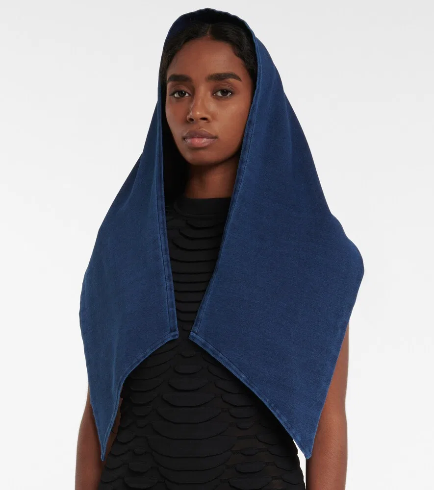 Капюшон из джинсовой ткани Alaïa, синий — фото 3