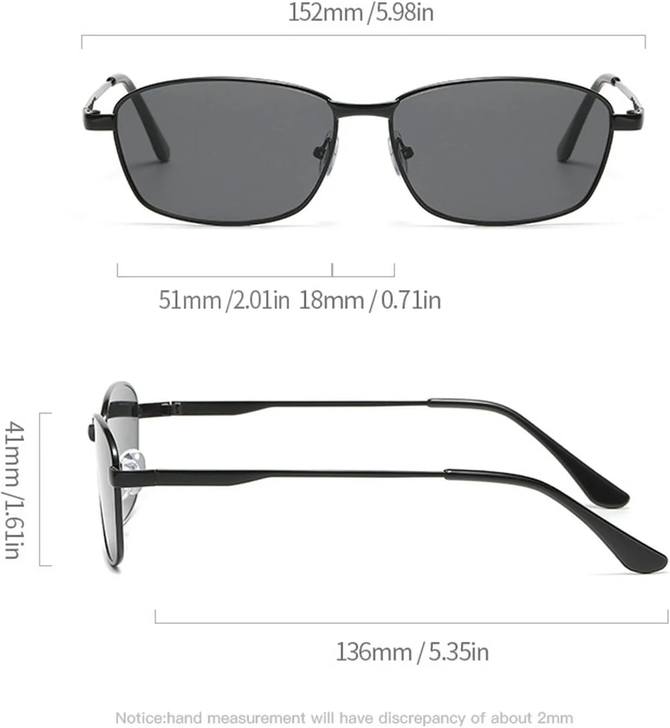 

Солнцезащитные очки ретро прямоугольной формы для женщин и мужчин, винтажные, в маленькой квадратной оправе, в стиле 90-х, модные мужские панк-очки mincl, Black