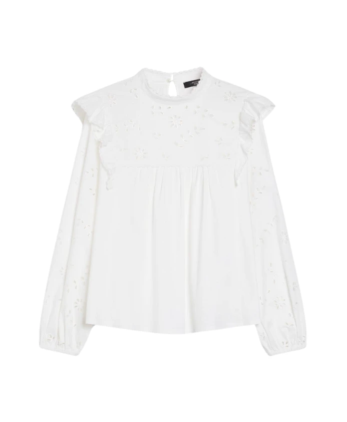 

Блузка из хлопкового поплина Taddeo с вышивкой Max Mara, белый