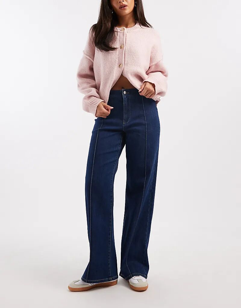 

Джинсы ONLY Becky с высокой талией и передним швом из темно-синего денима