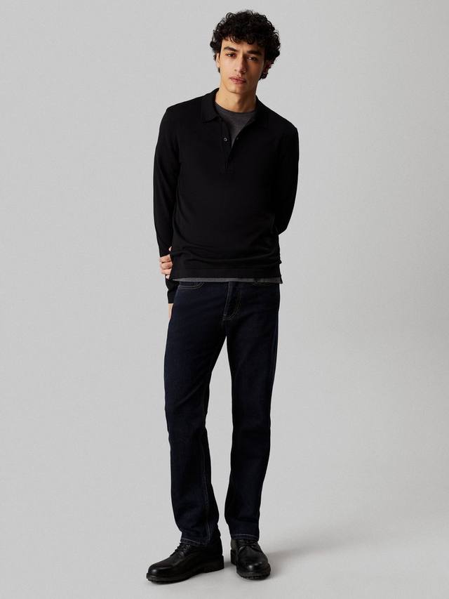 Поло с длинными рукавами из шерсти и шелка Tommy Hilfiger, Black — фото 4
