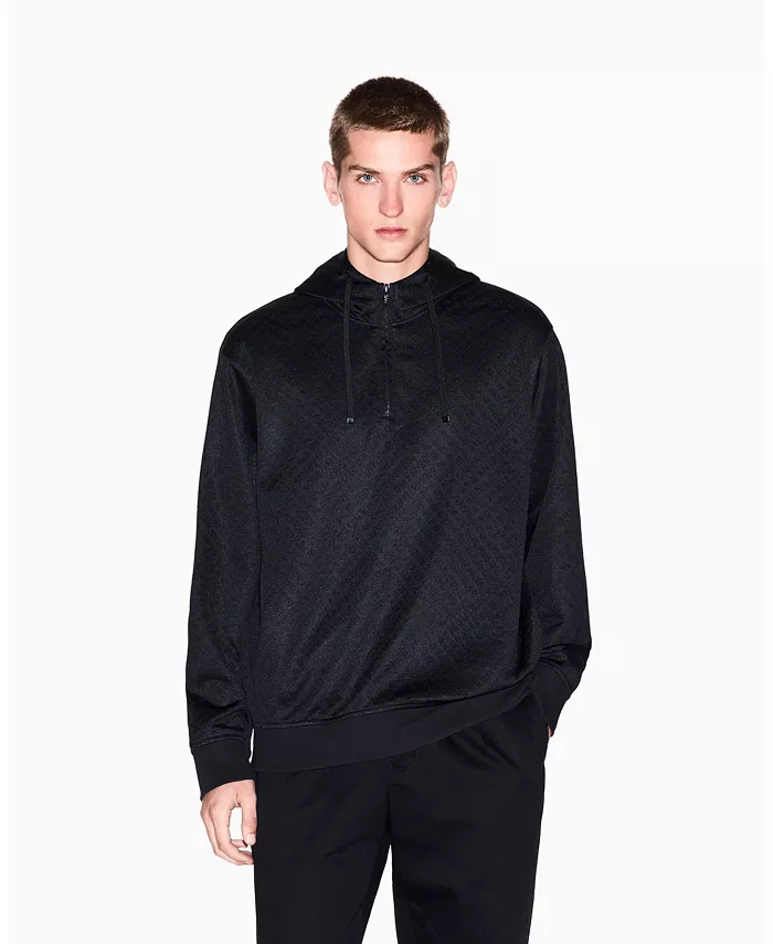 

Мужская худи с жаккардовым логотипом по всей поверхности A|X Armani Exchange, черный