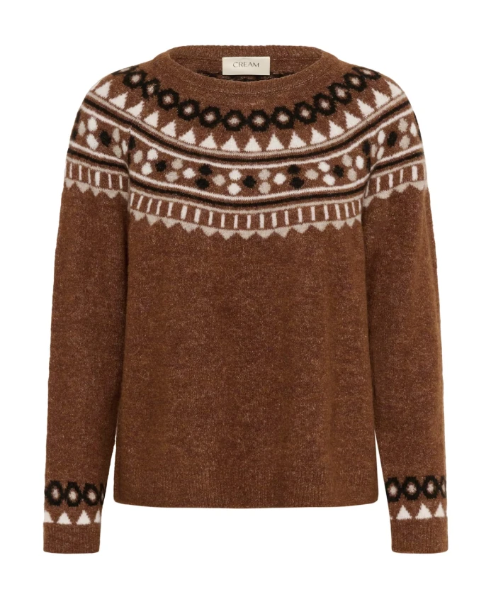 

Вязаный свитер бежевого цвета с узором Cream, коричневый